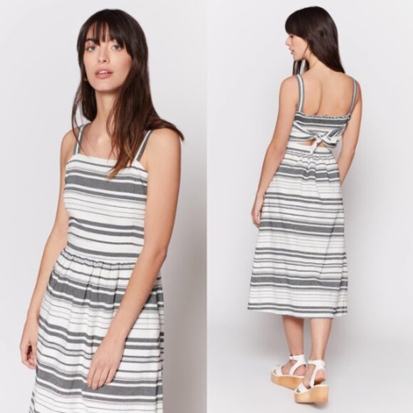 JOIE Cabeza Striped Cotton Midi Stripe Sundress Pockets Tie Back Retail $348.00 - Picture 2 of 16